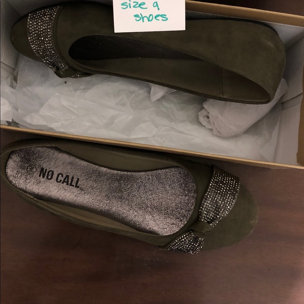 Olive flats shoes
